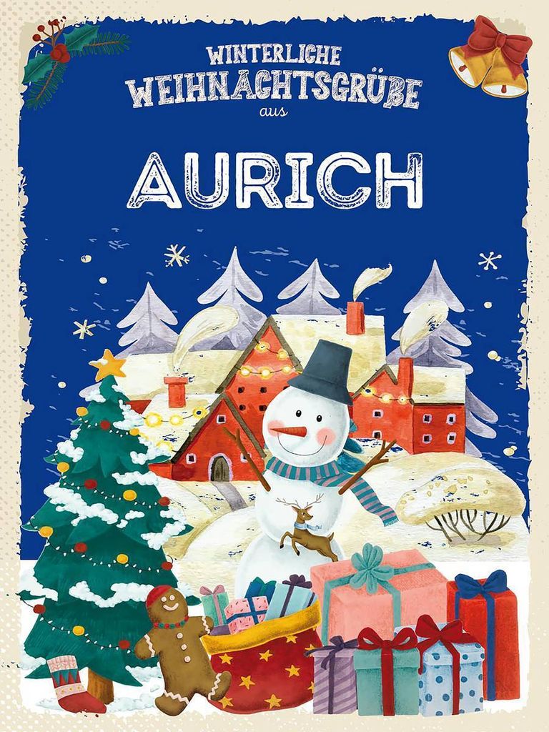 vianmo Holzschild 40x30 cm Weihnachtsgrüße AURICH Fest