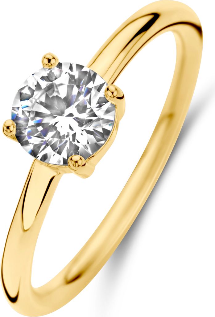 Neu Bling 9NB-0885-52 Silberring - Damen - Zirkonia - Rund - 6 mm - Weiß - Größe 52 - 1,76 mm - Silber - Vergoldet (Gold/Gold auf Silber)