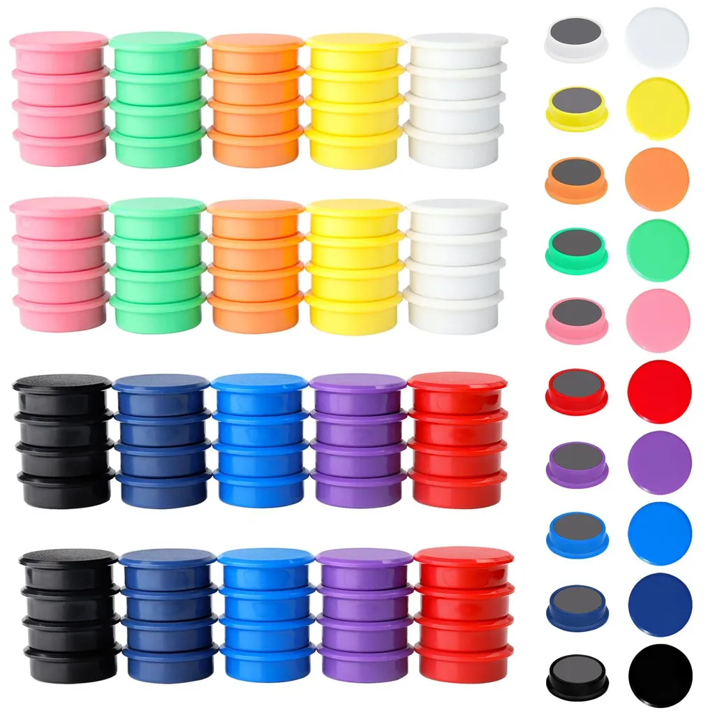 Aimants pour tableaux magnétiques - Lot de 100 pièces en 10 couleurs