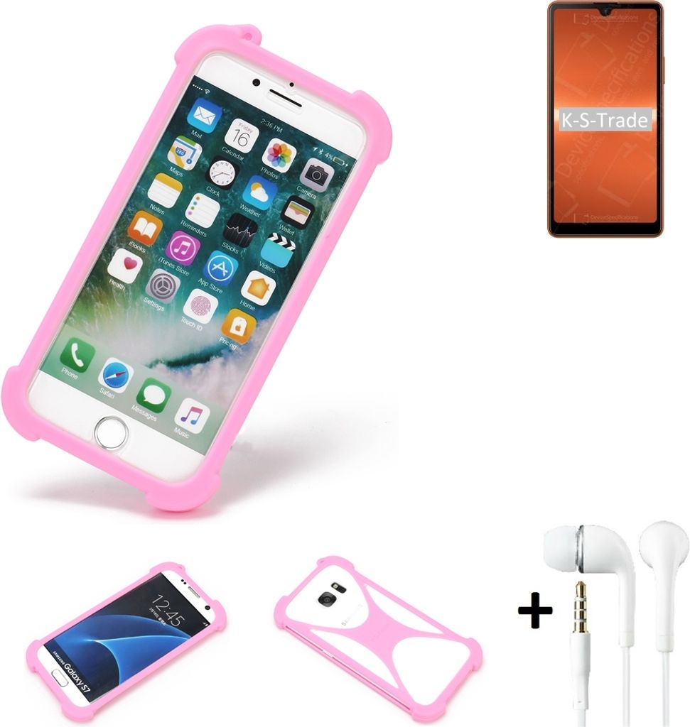K-S-Trade Bumper + Kopfhörer kompatibel mit Sony Xperia Ace III Handy Hülle Schutzhülle Silikon Schutz Hülle Cover Case Silikoncase Silikonbumper