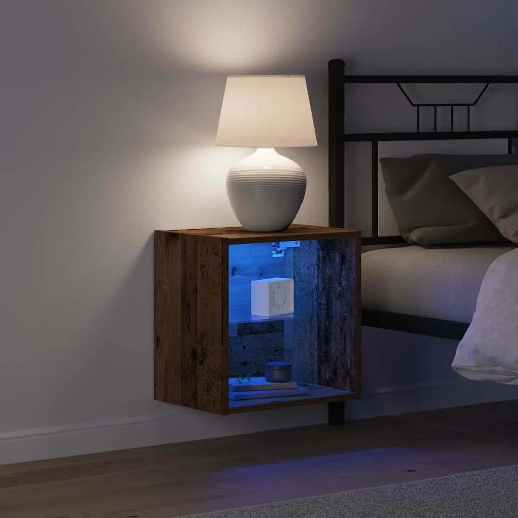 Étagère flottante marron avec LED intégrées 40 cm pour déco moderne