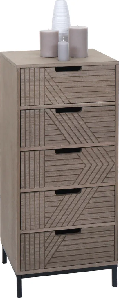 Highboard 5 Tiroirs avec Tiroirs Design 3D - Meuble de Rangement Bois