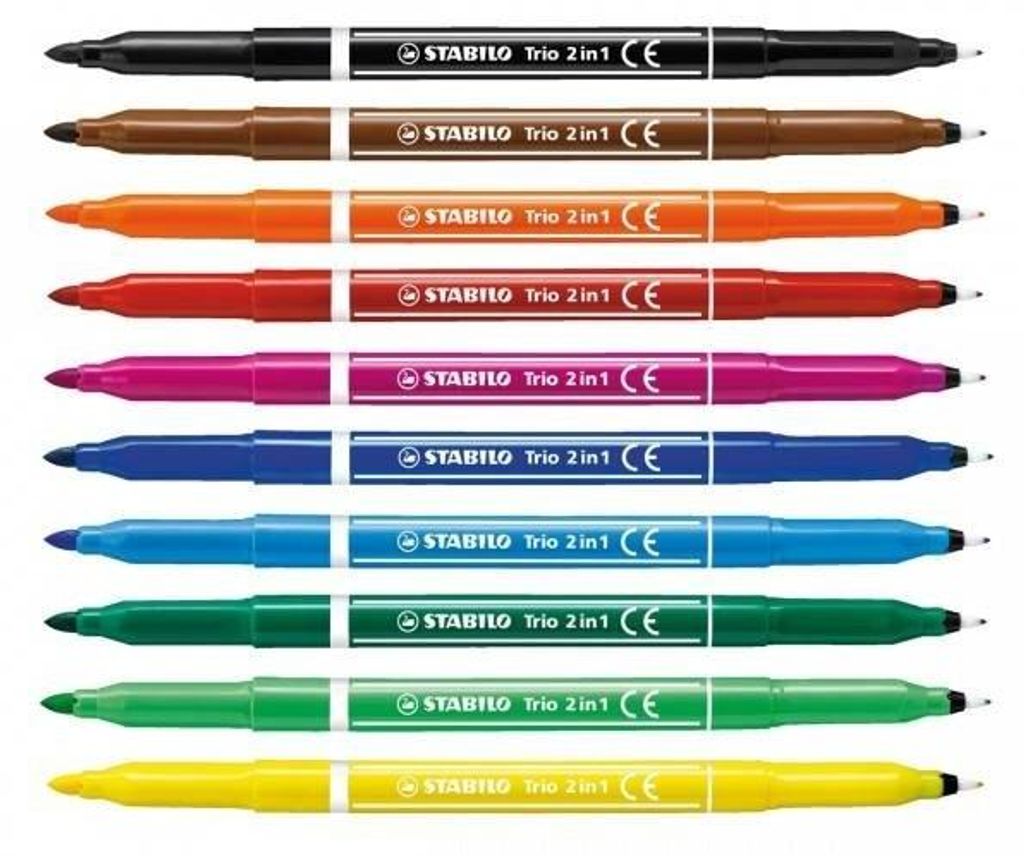 Stabilo Trio 2 in 1 Filzstifte 10 Stück für die Schule Produktbild 