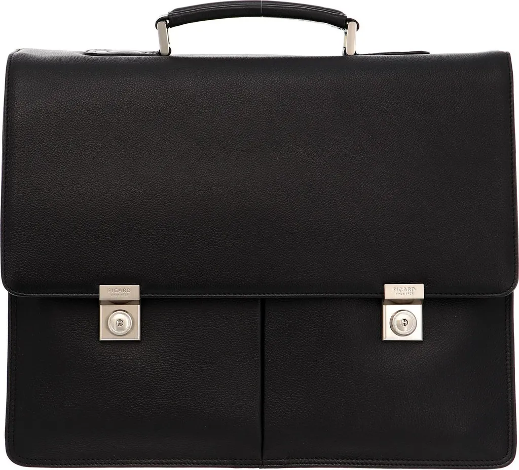PICARD Aberdeen Mallette en Cuir Noir - Sacoche de Bureau Haut de Gamme