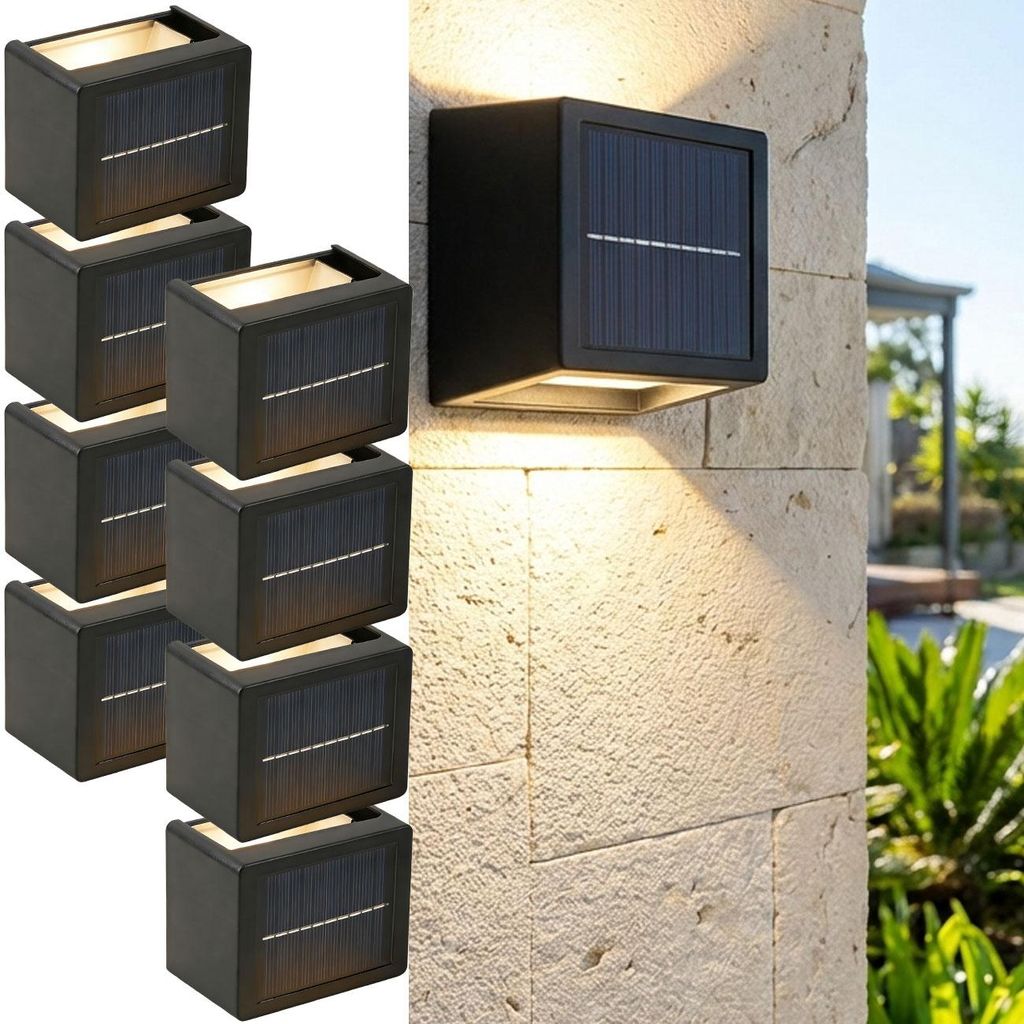 8er Set LED Solar Wandleuchte für Aussen: Produktbild 