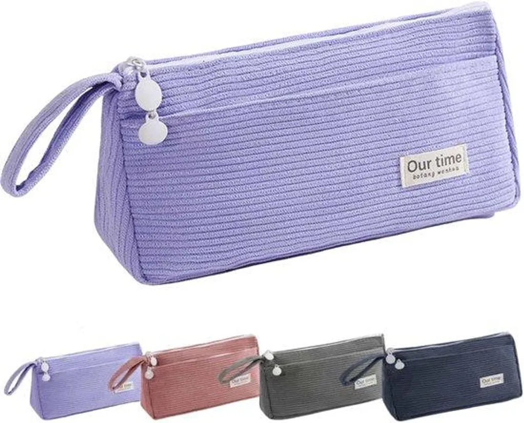 Grande Trousse Scolaire Violette à Double Compartiment avec Poignée