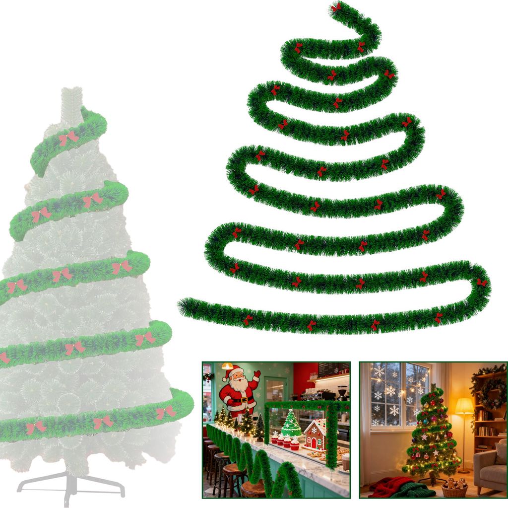 XINZI Guirlande de Noël 15m, guirlande de sapin avec rubans Image du produit 