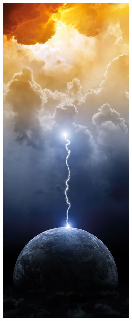 Wallario Premium Glasbild, freischwebende Optik, kräftige Farben, Größe 80 x 32 cm Motiv Gewitter über der Erde