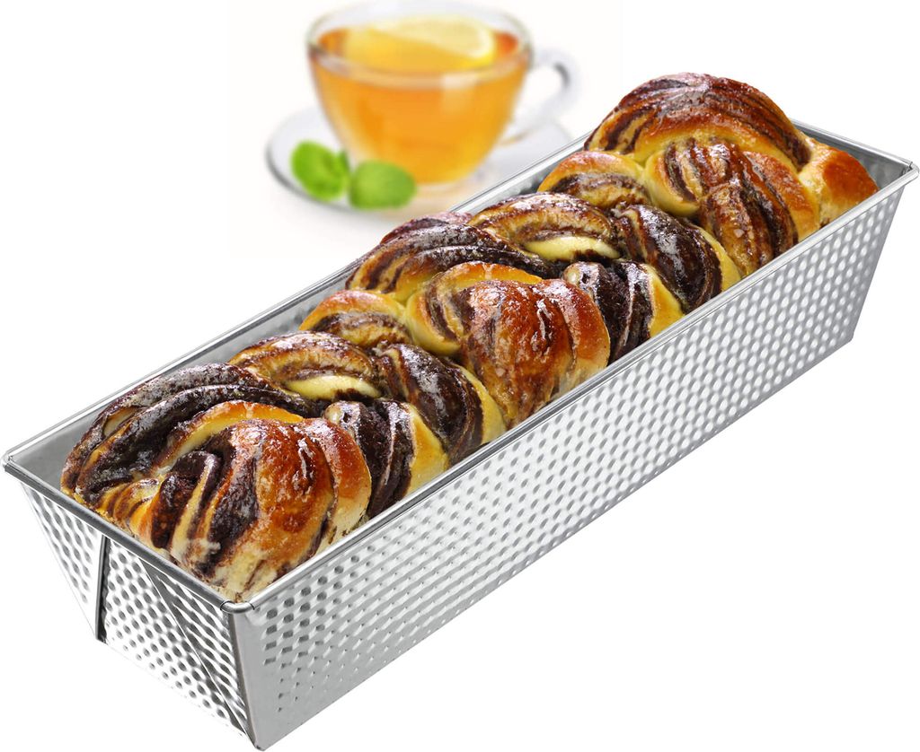 KADAX Rechteckige Brotbackform "Ellos", Kuchenform mit Antihaftschicht, Backform, Silber, 35 cm
