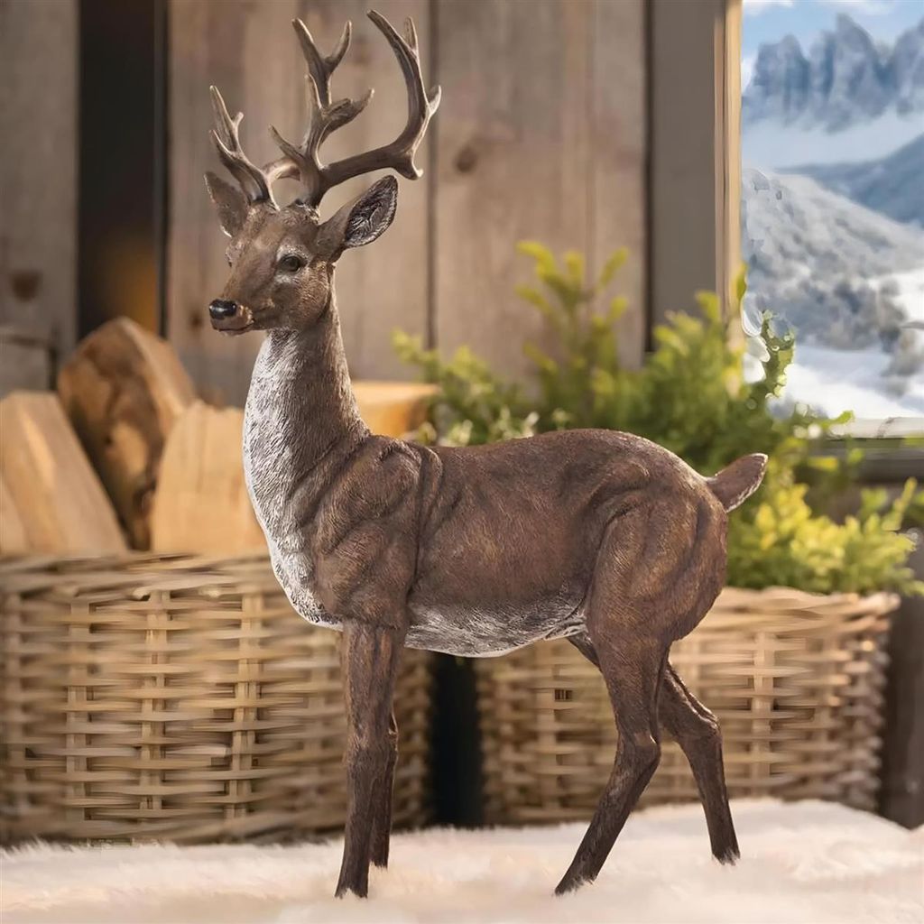 Deko Figur "Hirsch" Skulptur aus Polyresin, braun, Produktbild 