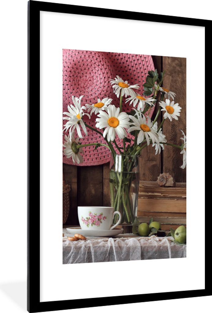 MuchoWow Gerahmtes Poster Tisch - Tee - Stilleben 60x90 cm - Poster mit Schwarzem Bilderrahmen Wandposter Rahmen Foto Bilder - Dekoration - Wandp...