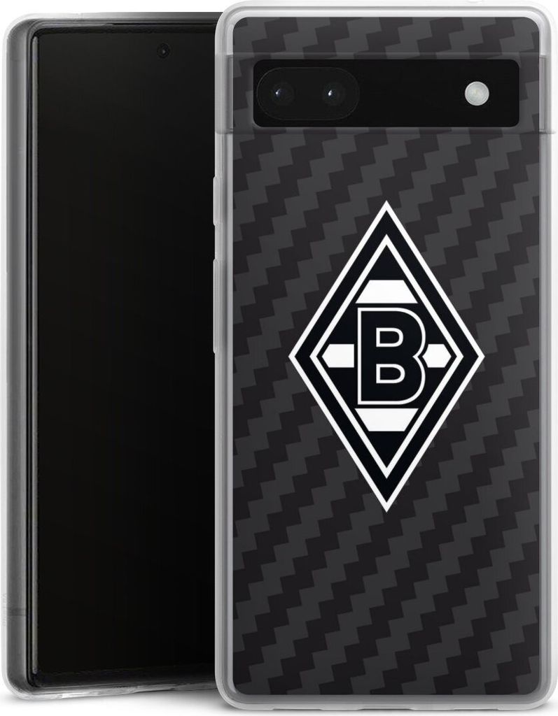 DeinDesign Slim Hülle für Google Pixel 6a Silikon Case Ultra Dünn Handyhülle Borussia Mönchengladbach Carbon Gladbach