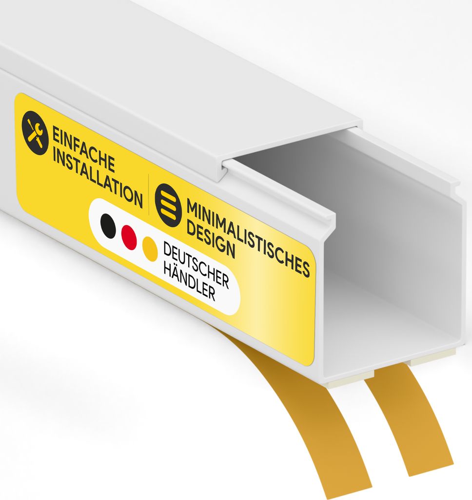 Kabelkanal aus hochwertigem PVC weiß Selbstklebend 2m - 5 Stück - 25x25mm