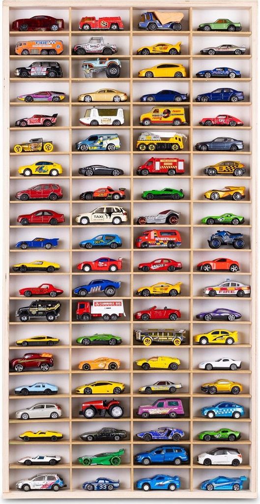 Vertikales Regal Für Autofedern 80 Sitze Holz-Hot-Wheels-Organizer