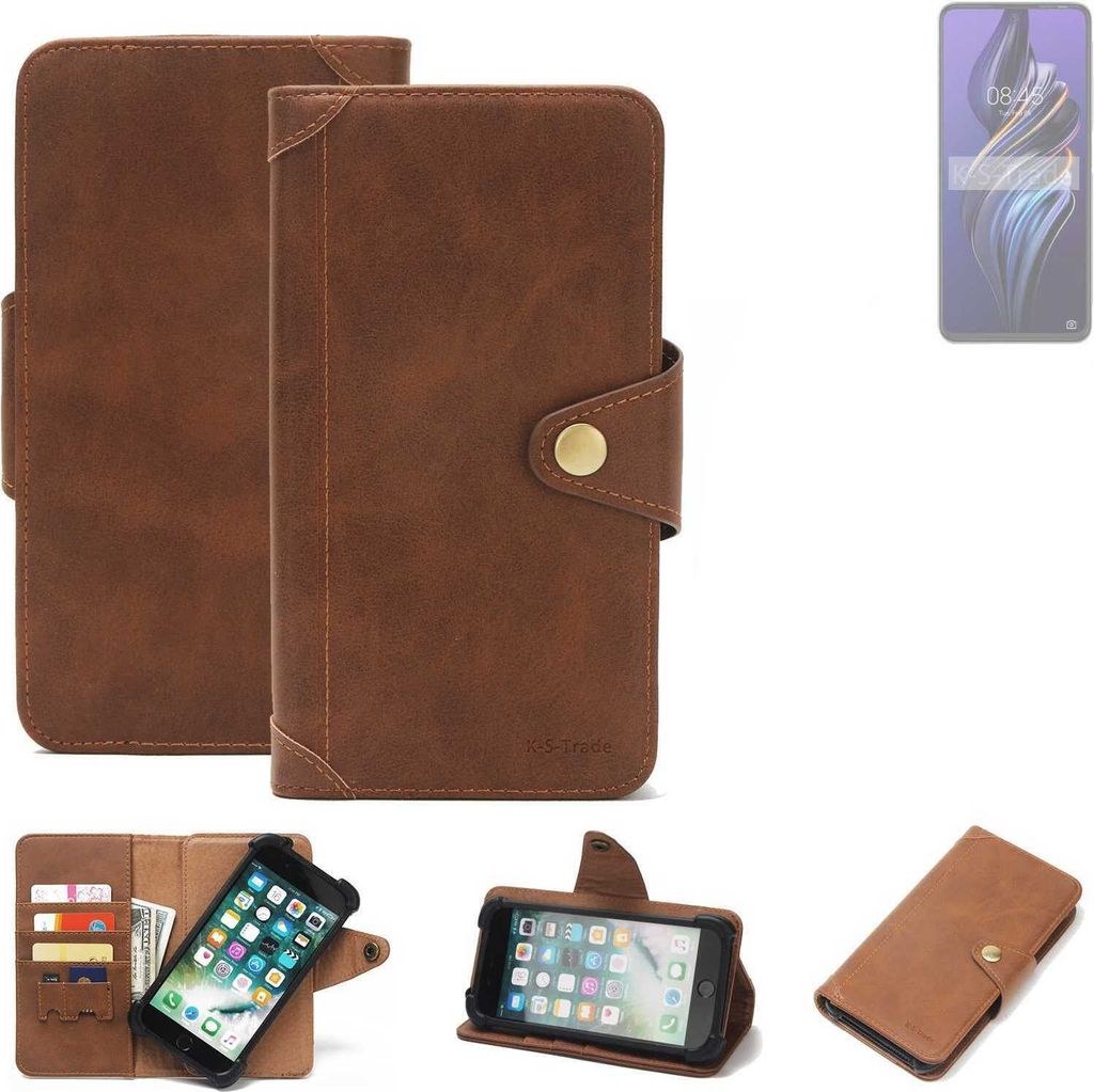 K-S-Trade Handyhülle kompatibel mit Tecno Pova 3 Schutz Hülle Walletcase Bookstyle Tasche Case Handytasche Wallet Flipcase Cover PolyurethanBraun...