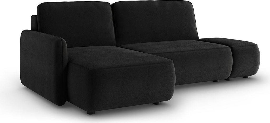 Rezzo - Ecksofa mit Bettfunktion, 229x148 cm Schwarz, Stauraum