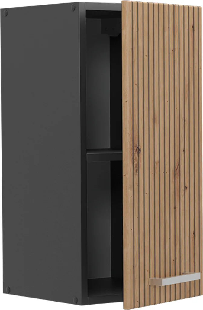 Cucina monoblocco R-Line Antracite lucido/oro power oak 140 cm , PL Rovere Vicco