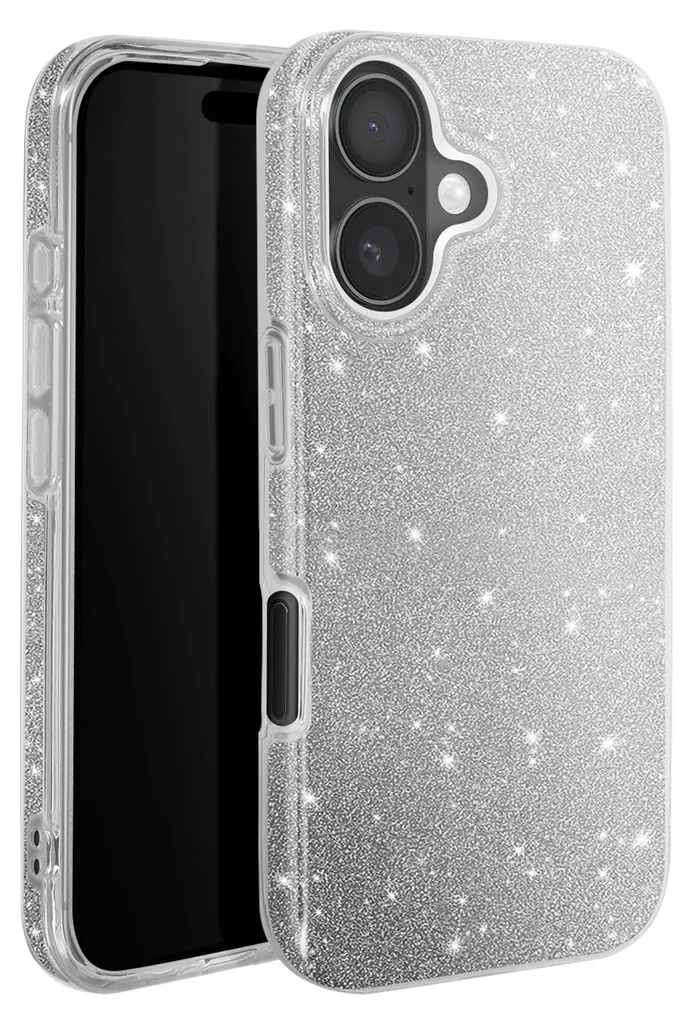 Avizar, Custodia scintillante per iPhone 16 - ultrasottile e antiurto, argento