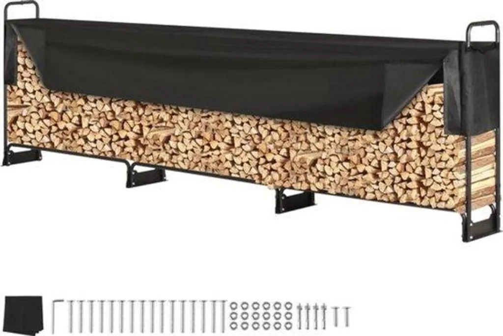Support à bois en métal 300 kg - Range-bûches extérieur résistant à l'eau