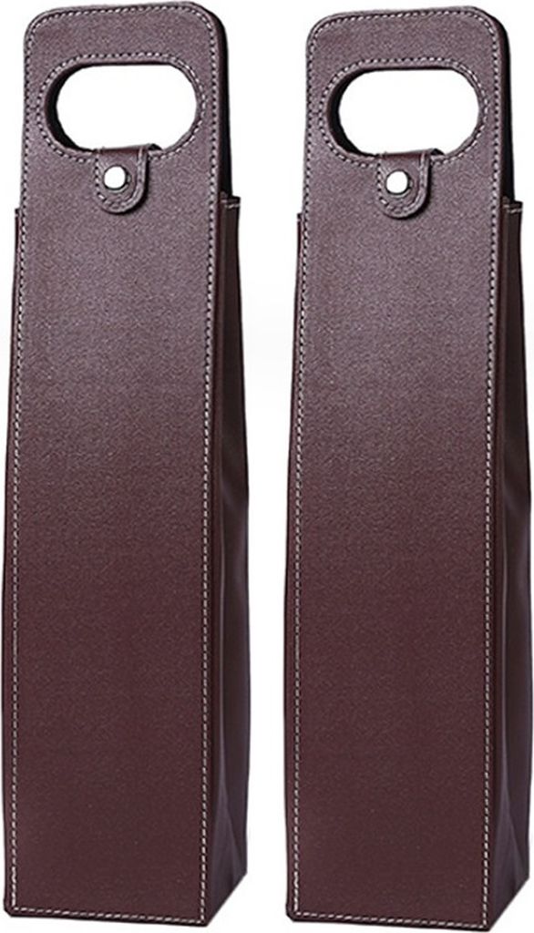 2er Set Geschenktasche aus Kunstleder mit Tragegriff | Weintasche mit Verschluss für Einzelflasche - wiederverwendbare Geschenktüte | Weinbeutel ...