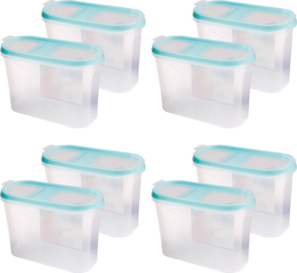 Vorratsdosen mit Deckel 1,4 Liter ( 8er Pack / Türkis ), Luftdicht Schüttdose BPA frei, Vorratsbehälter Set - Frischhaltedosen Klappdeckel