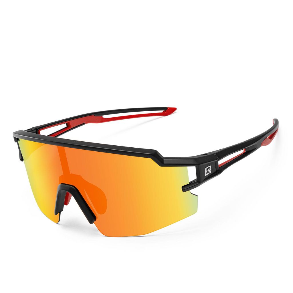 ROCKBROS Fahrradbrille Kinder Sportbrille, Polarisierte Sonnenbrille UV400 Radbrille Winddicht TR90 Schwarz
