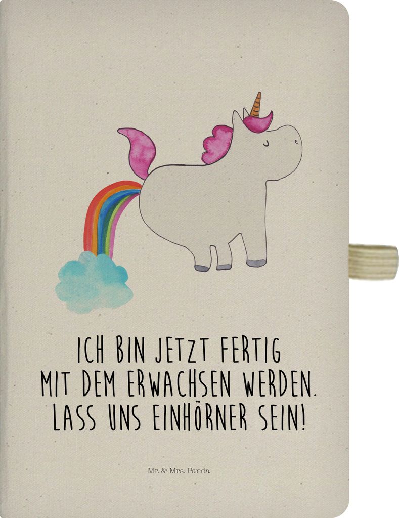 Mr. & Mrs. Panda Reisetagebuch Einhorn Pupsen - Transparent - Geschenk, Tagebuch, notizbuch, Kladde, Pups, A5, Lustig, Unicorn, Adressbuch, Freundi...