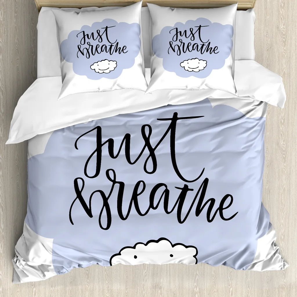 Housse de Couette Wellness 200x200 avec Taie, Literie Douce Bleu et Blanc