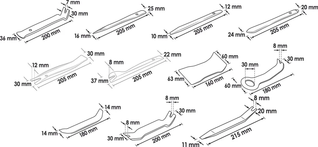 Levier de desserrage Vigor V1371 pour garnitures et clips auto 5pcs - 2