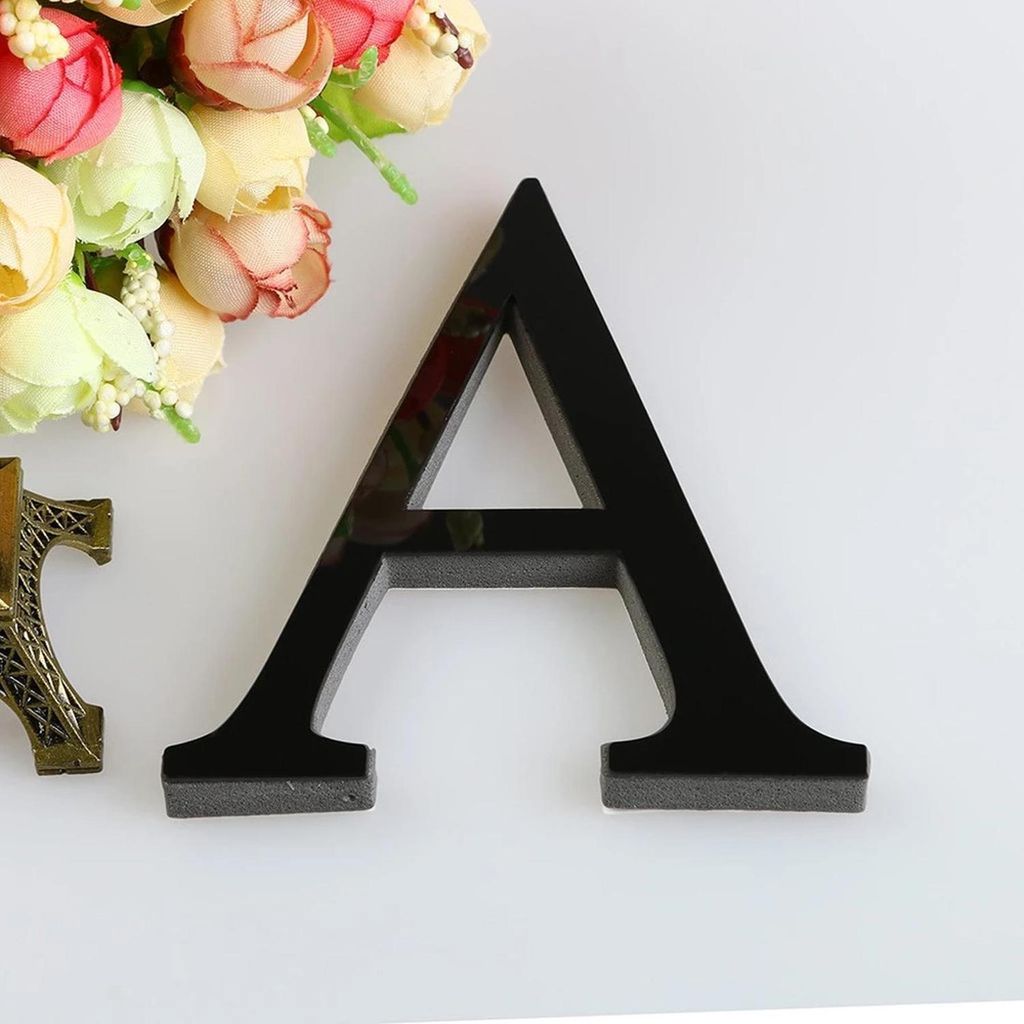 Autocollant mural 3D lettre noire miroir 150 mm, lettre A Image du produit 