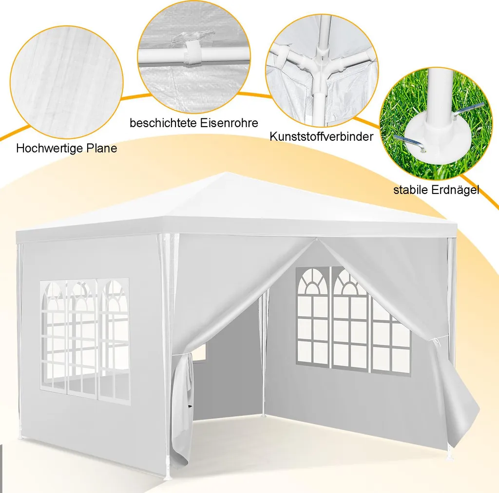 OFFERTA Gazebo 3x3 Izrielar Bianco Pieghevole | Tutto Incluso + Borsa - 5