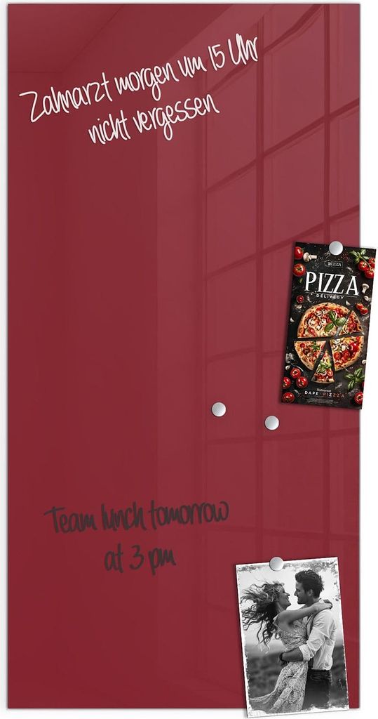 Magnettafel 50x100cm Pinnwand Whiteboard beschreibbar - Weinroter Hintergrund II