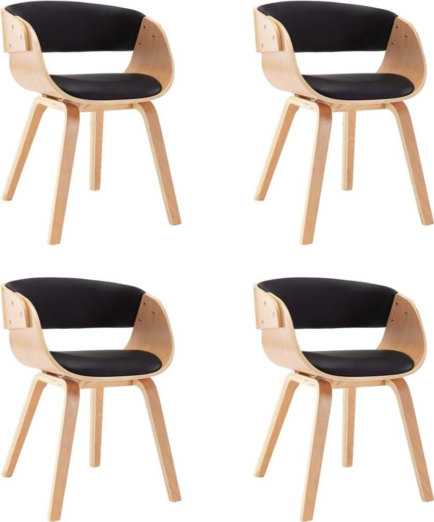 vidaXL Esszimmerstühle 4 Stk. Schwarz Bugholz und Kunstleder