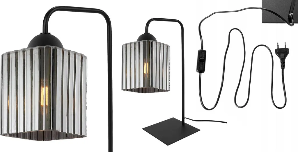 Lampada Riffle E27 Vetro Fumo - Qualità Artigianale e Design Cubico - 6