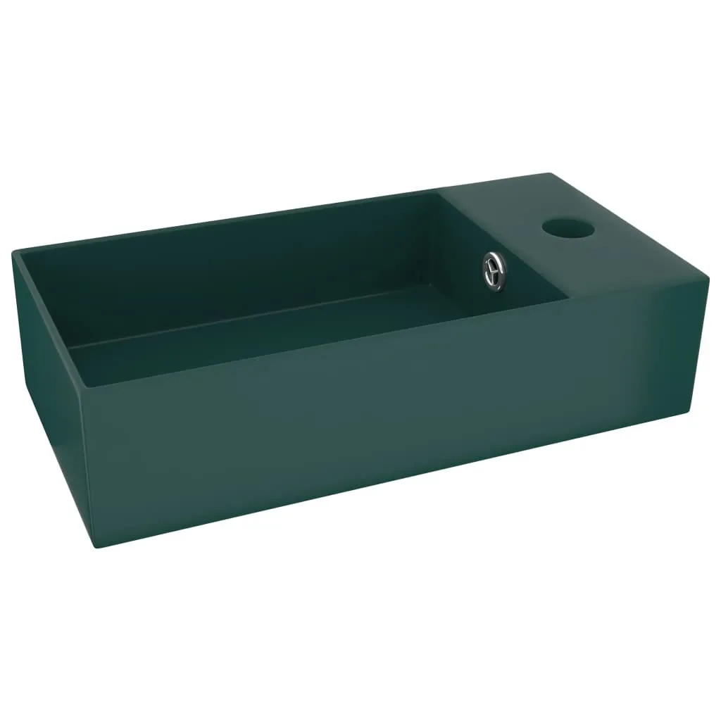 Lavandino Bagno Salvaspazio Verde Scuro Vetroceramica Troppopieno