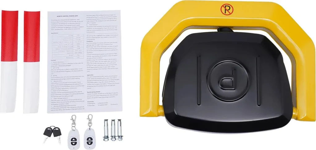 Barrière de parking télécommandée jaune avec alarme et capteur de choc - 2