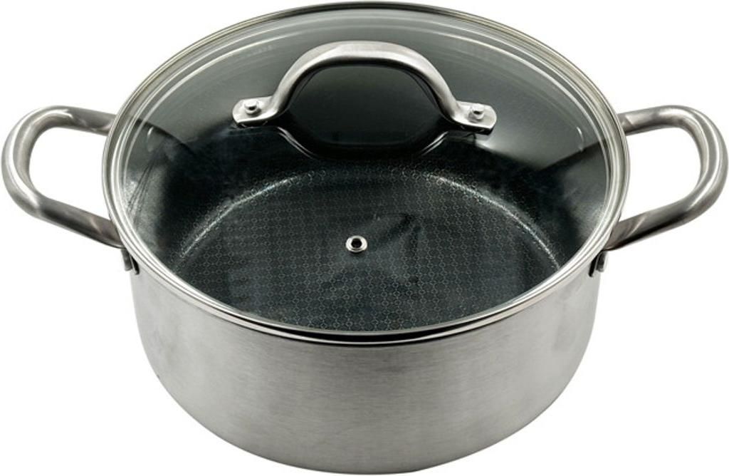 Edelstahl Kochtopf PARMA Ø 24 cm mit Glasdeckel – induktionsgeeignet, mit Wabenboden, energiesparend & langlebig, ideal für Suppen & Eintöpfe