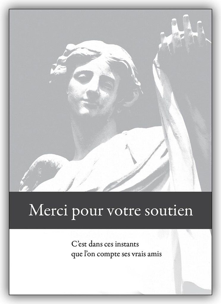 4x Französische Trauer Dankeskarte mit Engel: Merci pour votre soutien