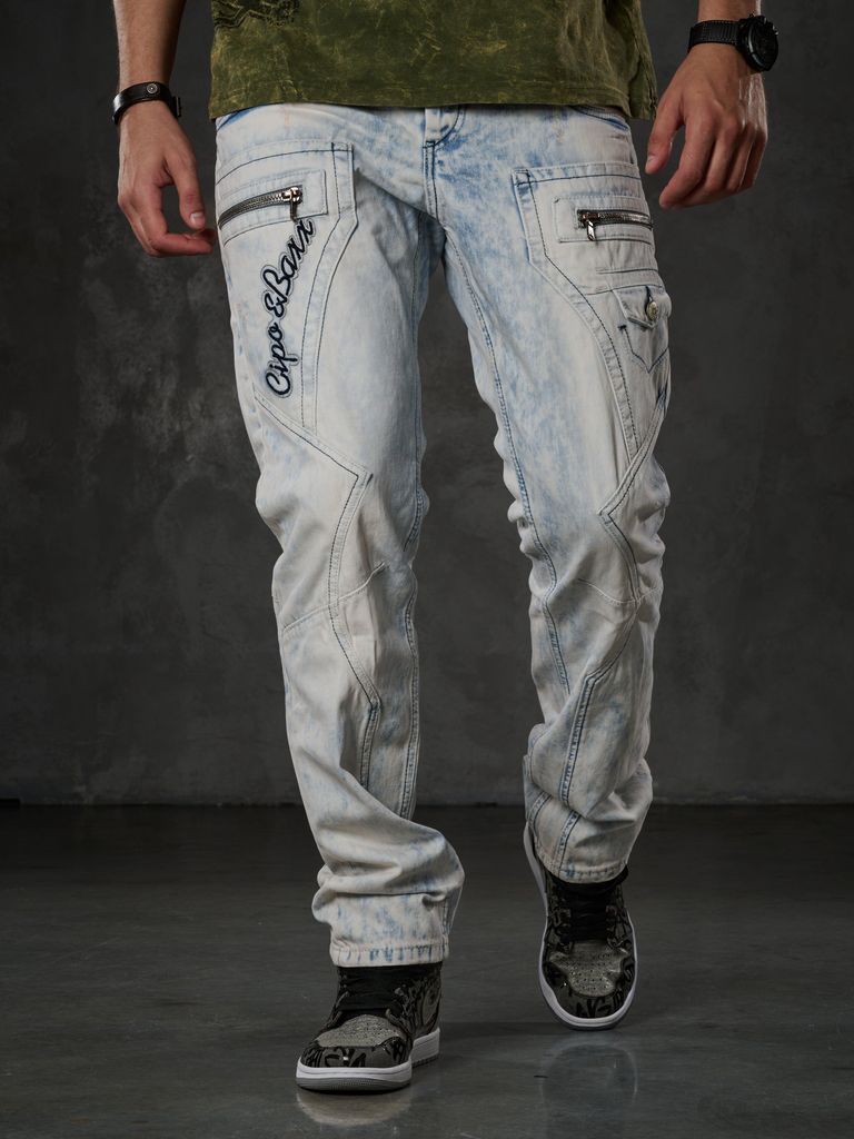 CD272 Herren bequeme Jeans mit bestickten Nähten in Produktbild 