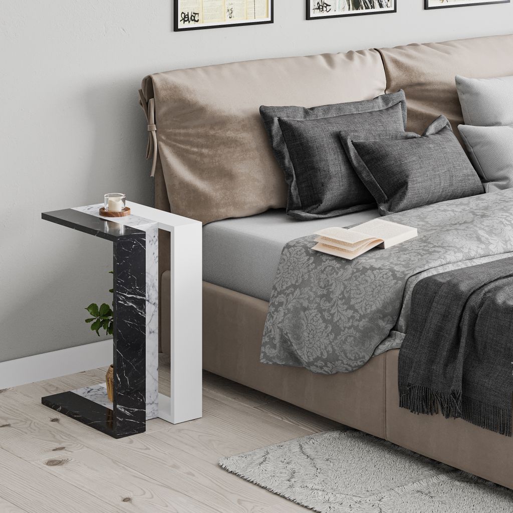 DECORTIE Muju Nowoczesny stolik boczny w kształcie litery C Zdjęcie produktu 