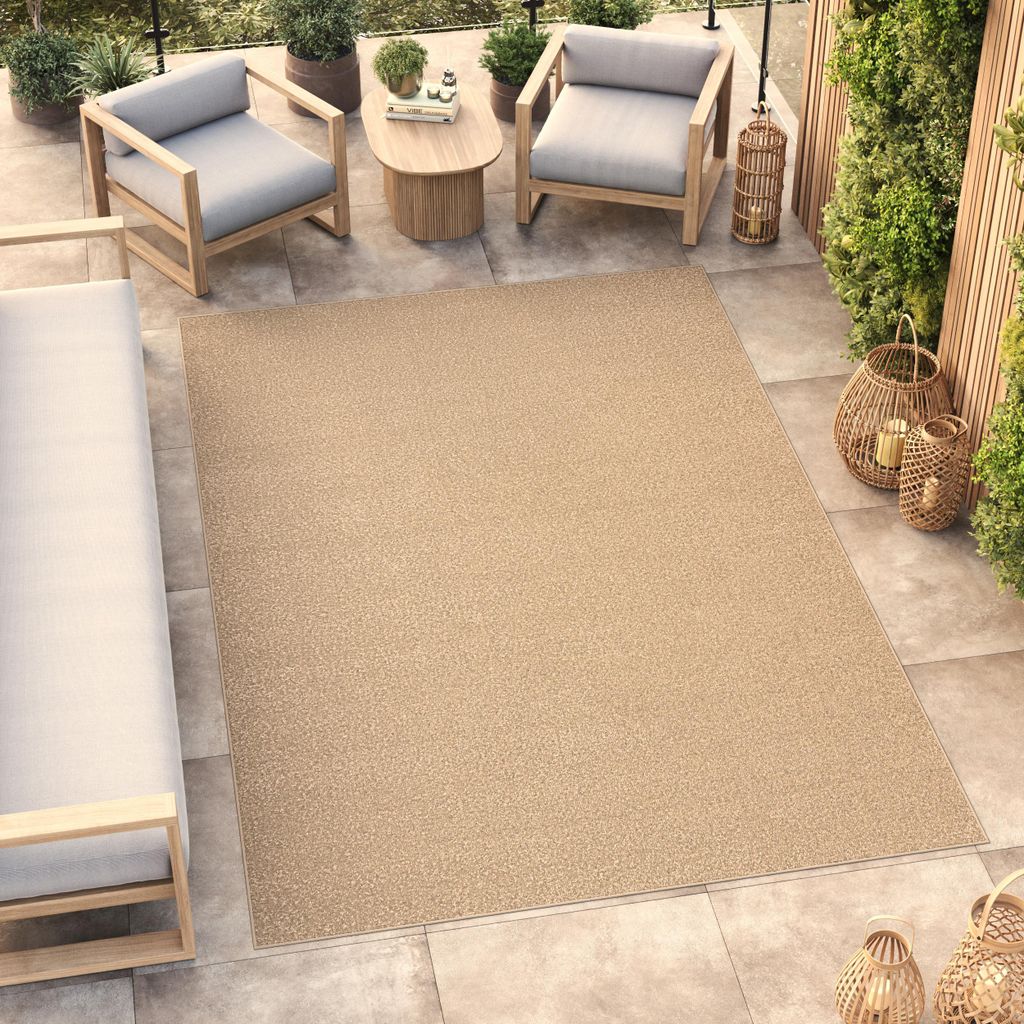 Tapiso Outdoor Teppich MONO Modern Beige Indoor/Outdoor 160 x 220 cm