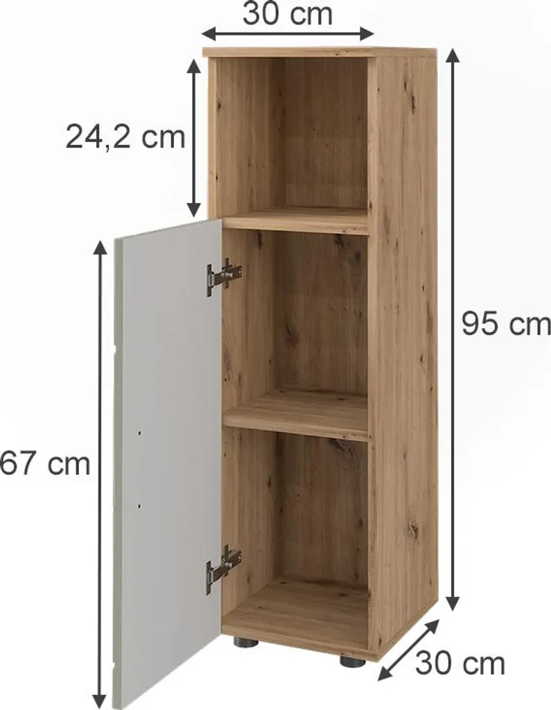 Meuble Vicco Irma Vert Sauge : Solution de Rangement Humidité 30x95 cm
