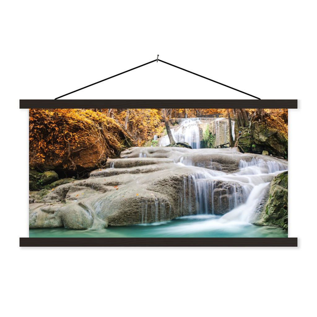 MuchoWow® Textilposter Wald - Wasserfall - Herbst 60x30 cm Produktbild 