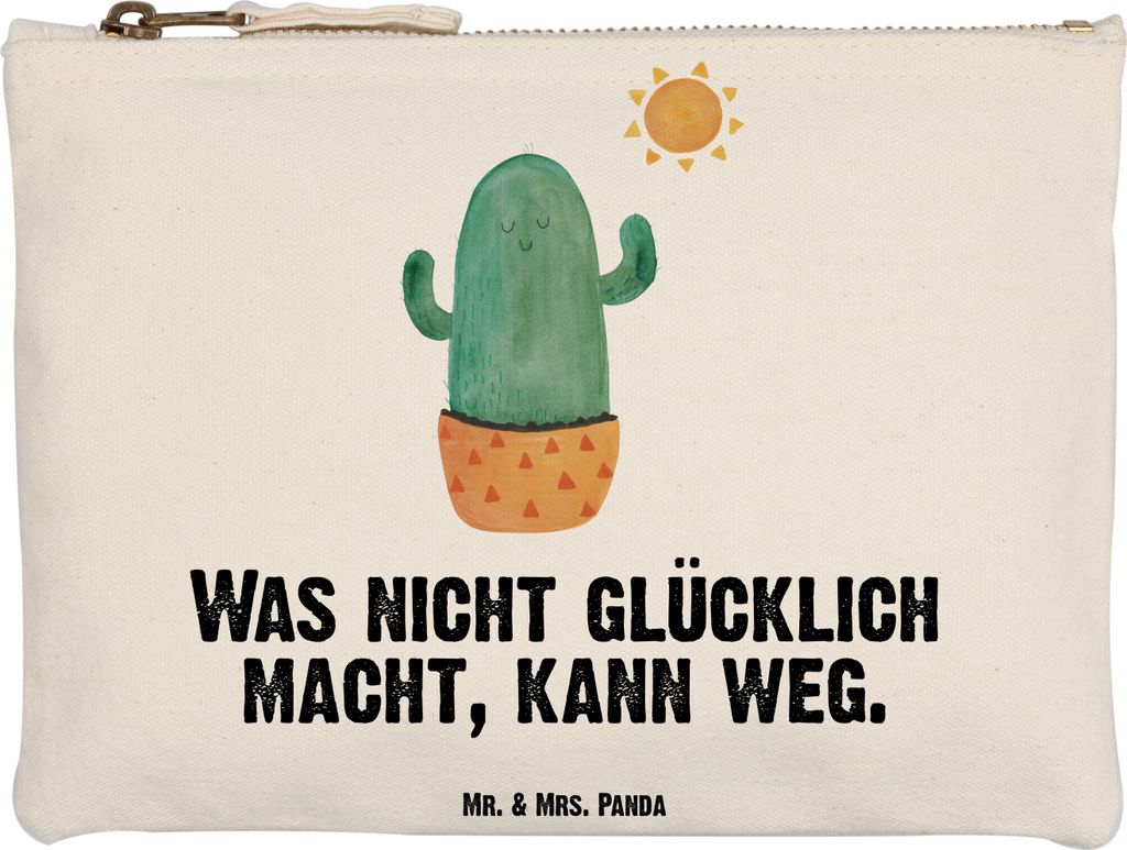 Mr. & Mrs. Panda Schminktäschchen Kaktus Sonne Grösse XL Große - Weiß - Geschenk, Freundin, Kulturbeutel, Etui, Trennung, Federtasche, Kakteen,...