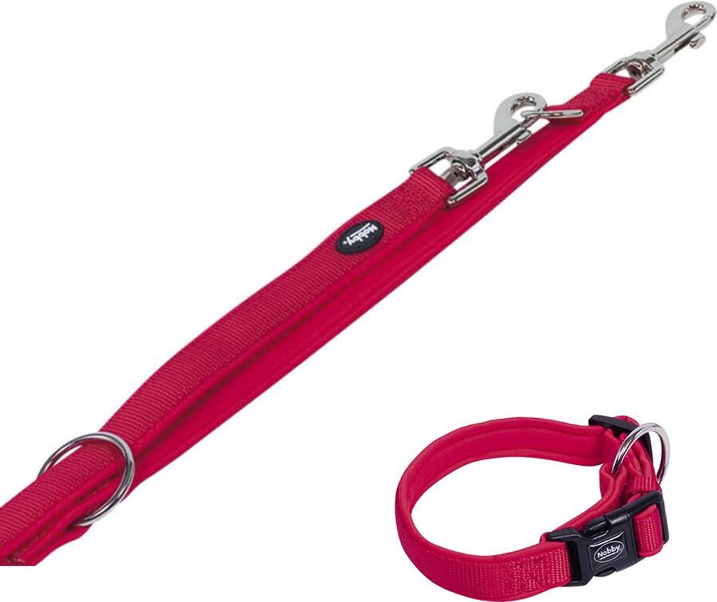 Hundehalsband und Leine Set "Classic Preno", rot, XS-S