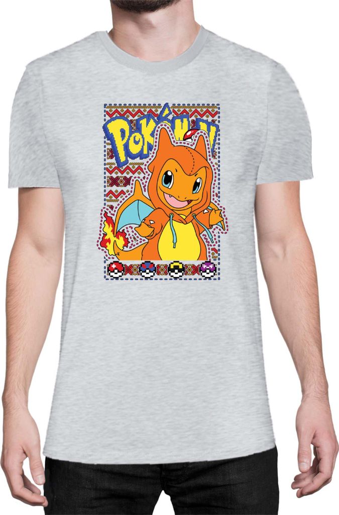 Herren T-Shirt Japan Manga Anime Comics Pokemon 021, Man L / Grau