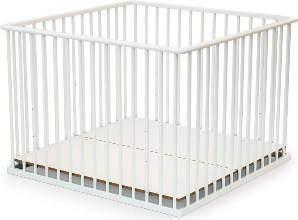 Parc Bébé en Bois Blanc 100x100 cm pour Sécuriser l'Éveil de votre Enfant