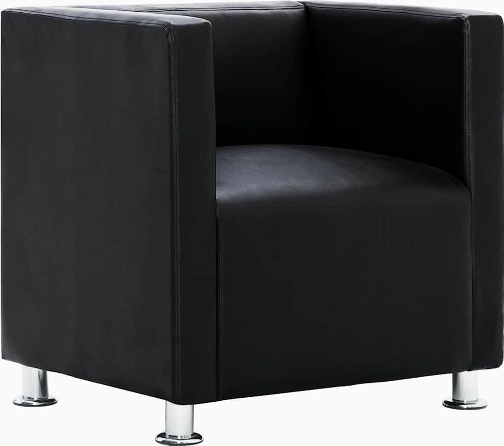 vidaXL Kreslo Cube Black Faux Leather Obrázok produktu 