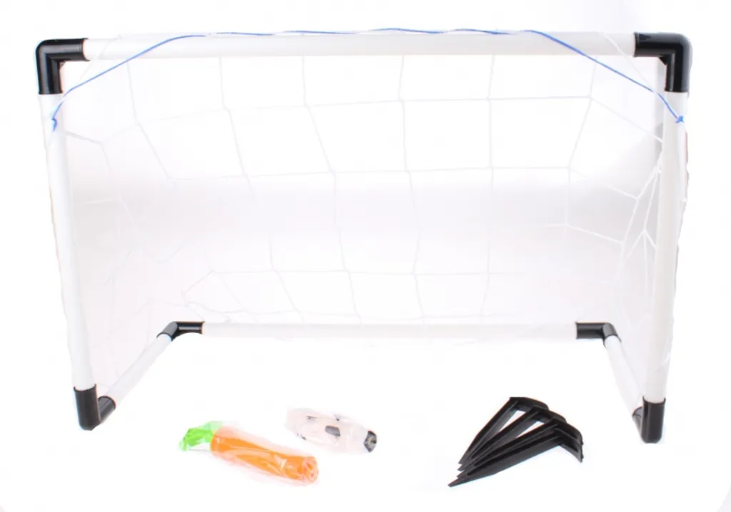 Pack but de football prêt à jouer blanc avec ballon et pompe manuelle