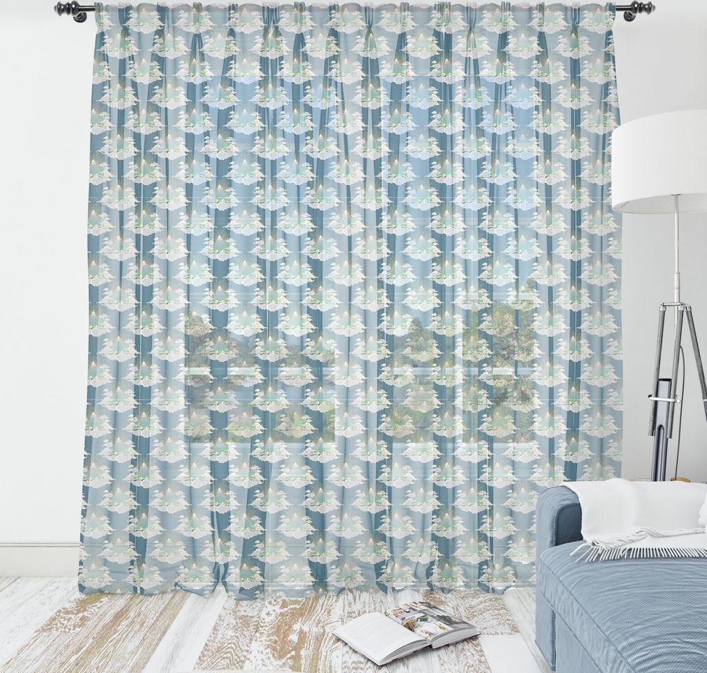 ABAKUHAUS Wolken Wandteppich, Surreal Interpretation der Berge Spirals, Wohnzimmer Schlafzimmer seidiges Satin Wandtuch, 220 cm x 274 cm, Sea Blue...